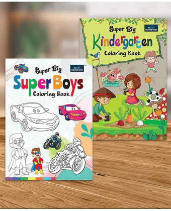 Super Big Coloring Book - Super Boys And Kindergarten For Kids Set Of 2