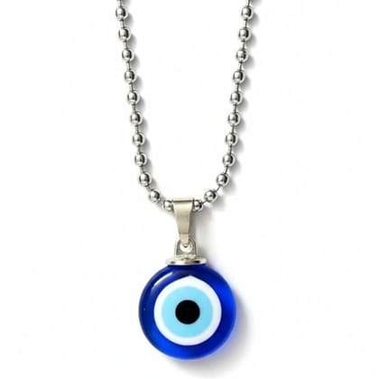 Silver-Plated Evil Eye Pendant Chain for Men & Women – Minimal Alloy Necklace for Everyday & Casual Wear (Pack of 1)