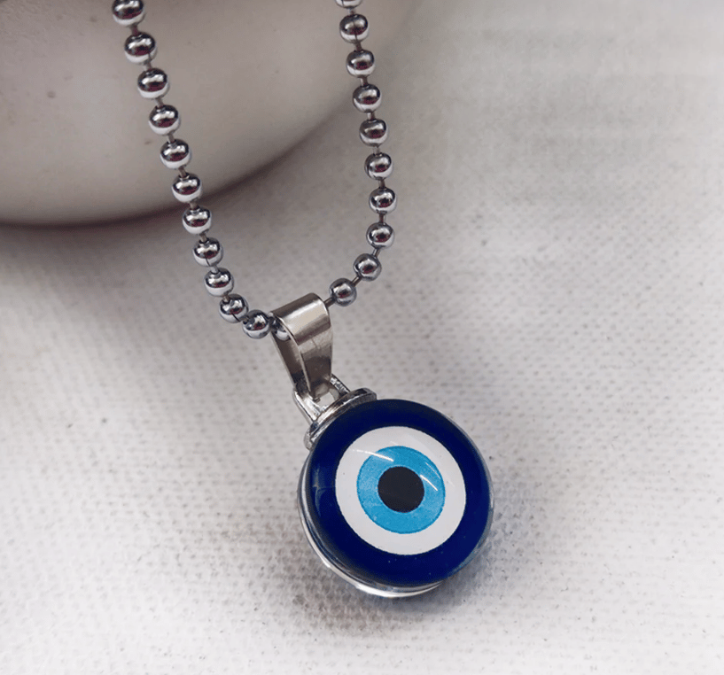 Silver-Plated Evil Eye Pendant Chain for Men & Women – Minimal Alloy Necklace for Everyday & Casual Wear (Pack of 1)