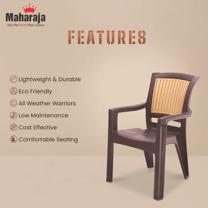 Maharaja Singham Plastic Chair – Comfortable Armrest Seating | 200kg Heavy Duty Indoor & Outdoor Plastic Chair