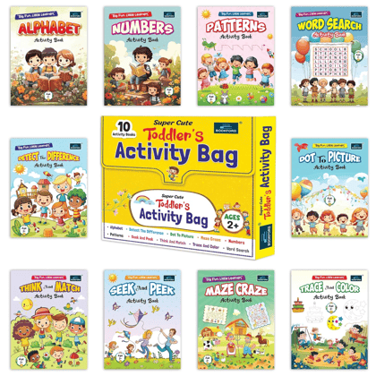 Super Cute Toddler's Activity Bag Set Of 10 Activity Books For Kids| Gift Bag For Children 
