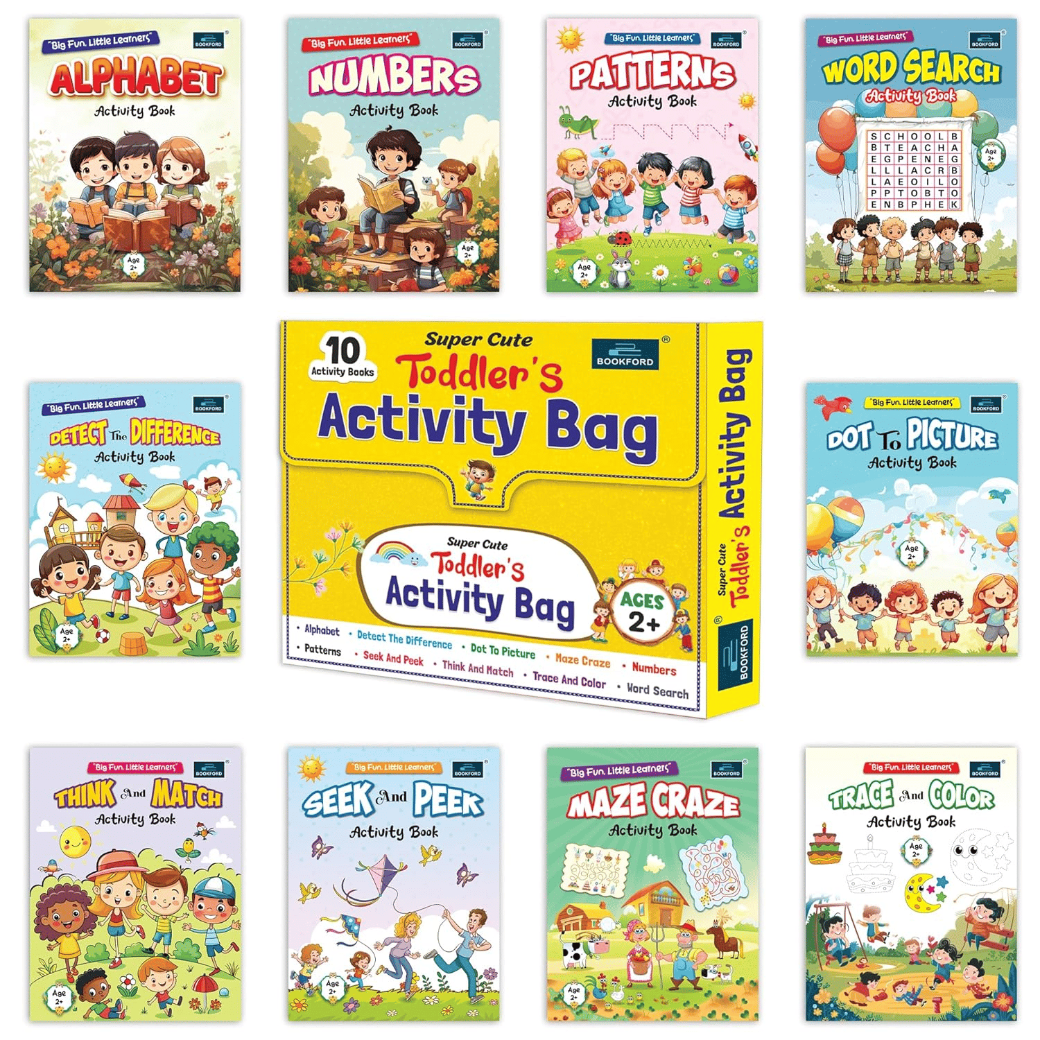 Super Cute Toddler's Activity Bag Set Of 10 Activity Books For Kids| Gift Bag For Children 