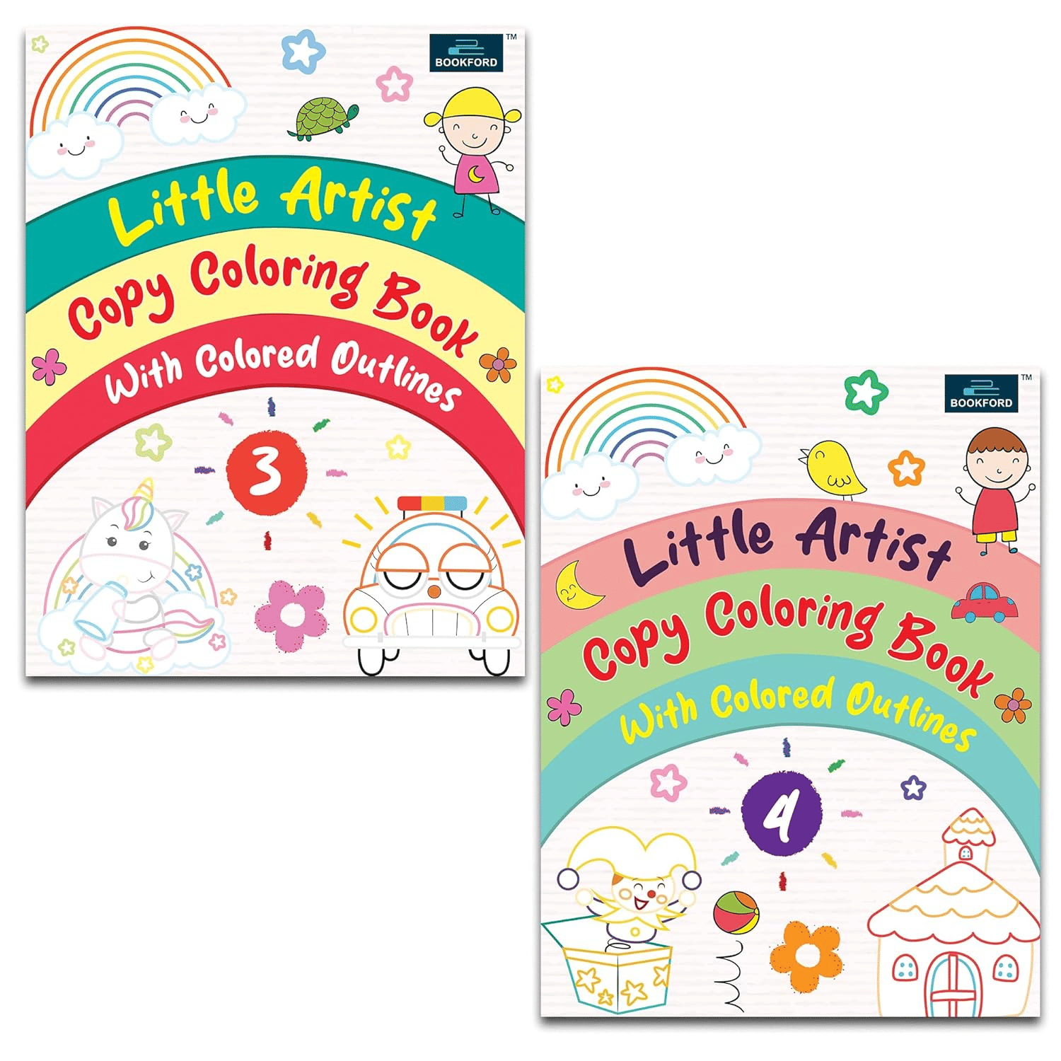 Little Artist Copy Coloring Book For Kids Set Of 2 - (Part 3, 4) 