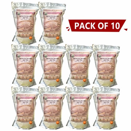 Multi Grain Atta 1 Kg Pack of 10 by Dorangla Krishi Producer Company – Pure, Natural & Farm-Fresh Atta for Daily Cooking. 