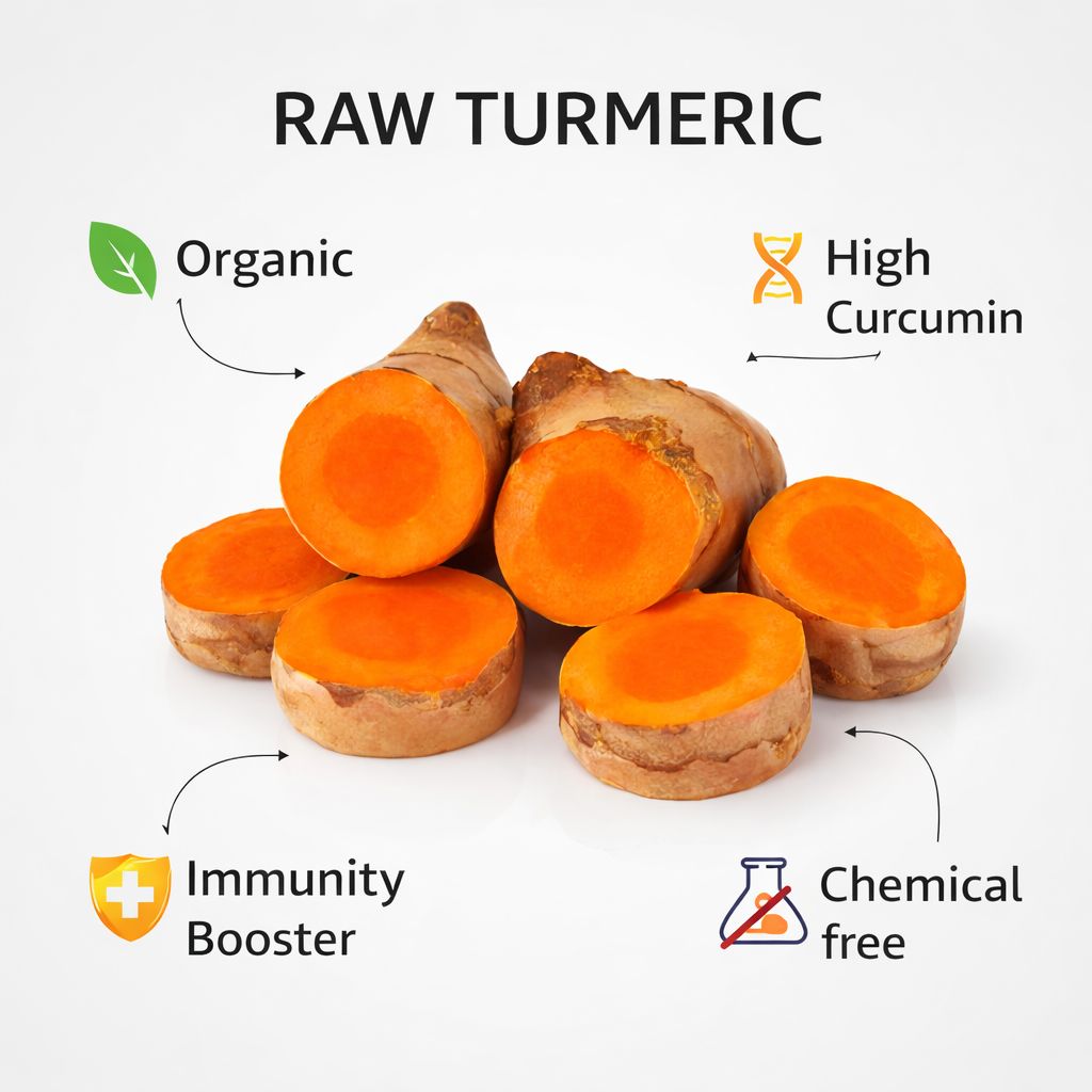 Raw Turmeric | Turmeric Root | Kachi Haldi fresh | Taaja Pasupu | Pacha Manjal | Pachamanjal | Natural and export quality, Bengal origin (400 gm), Organically grown, Produced and sorted by our own farmers