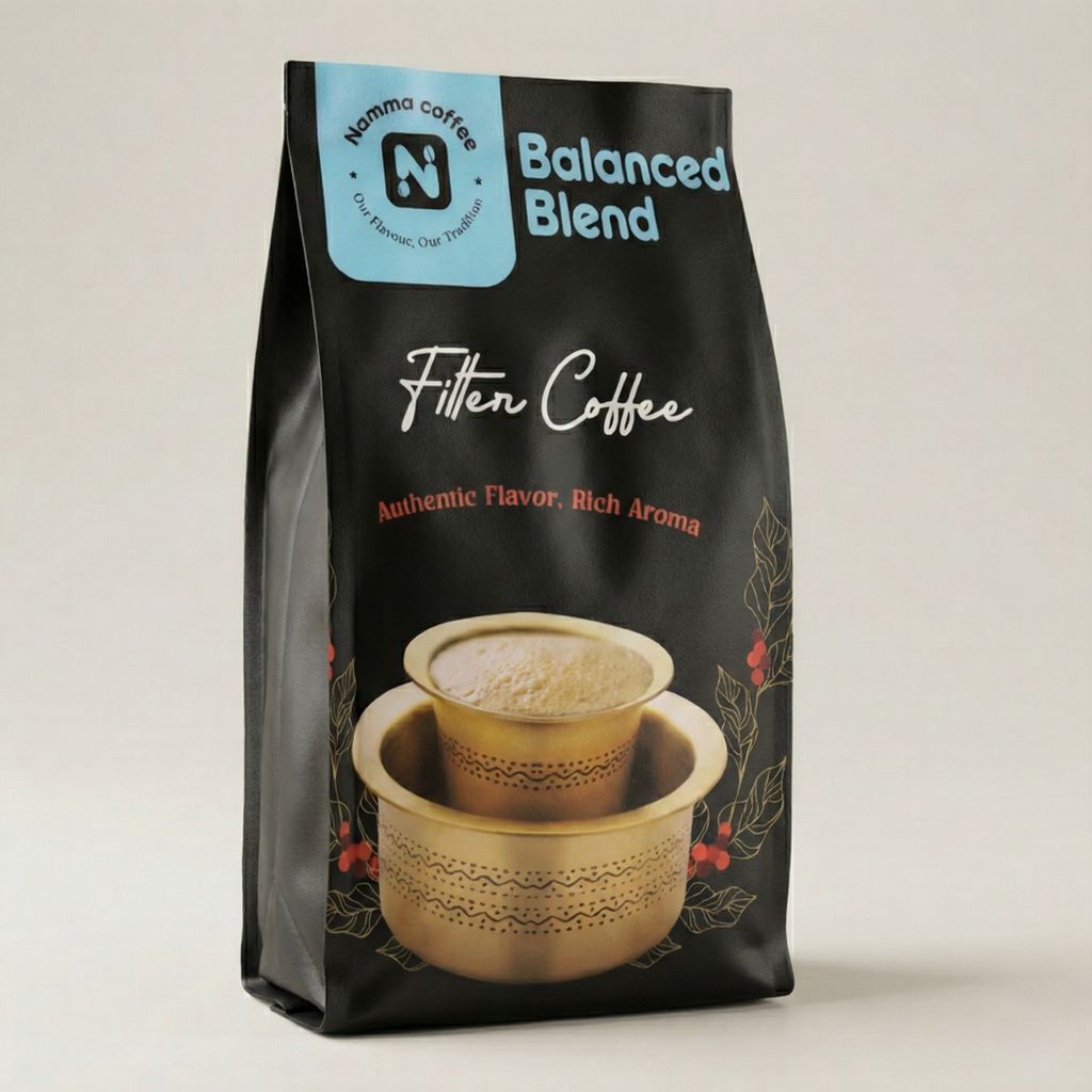 Namma Coffee  - Balanced Blend Filter Coffee Powder - 50% Coffee, 50% Chicory | Authentic South Indian Filter Coffee | Freshly Roasted, Strong And Aromatic