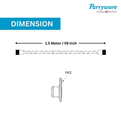 Parryware 1.5 Meter PVC Connection Hose Pipe | White | Pipe For Wash Basins and Sinks, Health Faucets & Flush Tanks | Corrosion-Resistant, Durable, Versatile Plumbing Connection Solution | T61989399