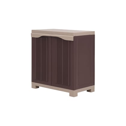 Supreme Furniture Aspen 1 Multipurpose Waterproof Plastic Cupboard | 2-Door Almirah with 1 Adjustable Shelves for Home, Bedroom, Bathroom & Kids Room | Indoor & Outdoor | D.I.Y. (G.Brown/Dark Beige)
