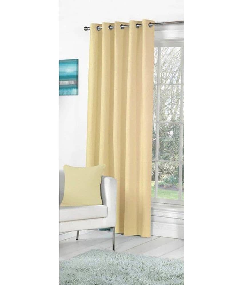 N2C Home Solid Semi-Transparent Eyelet Curtain 9 ft ( Pack of 1 ) - Cream