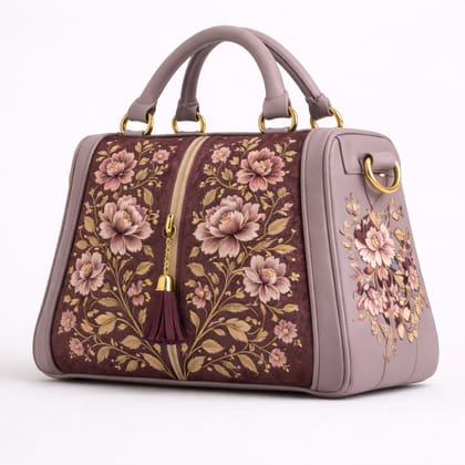 Elegant Embroidered Floral Handbag with Tassel Charm