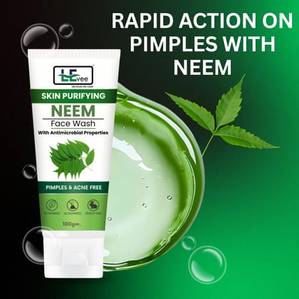 LEvee Skin Purifying Neem Face Wash for Men & Women | pH Balanced Cleanser for Acne & Pimple Control | With Natural Neem & Aloevera | For All Skin Types | 100ml