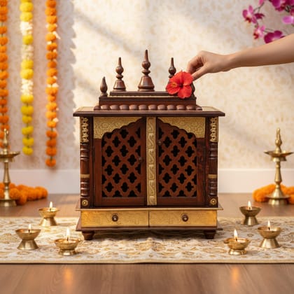 Indian Wooden Brass Natural Pooja Temple Mandir Indian Wooden Brass Natural Pooja Temple Mandir