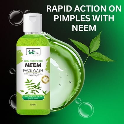 LEvee Skin Purifying Neem Face Wash for Men & Women | pH Balanced Cleanser for Acne & Pimple Control | With Natural Neem & Aloevera | For All Skin Types | 100ml