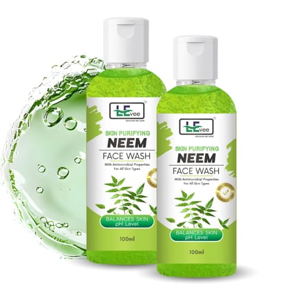 LEvee Skin Purifying Neem Face Wash for Men & Women | pH Balanced Cleanser for Acne & Pimple Control | Soap-Free Formula with Natural Neem & Aloevera | For All Skin Types | 200ml