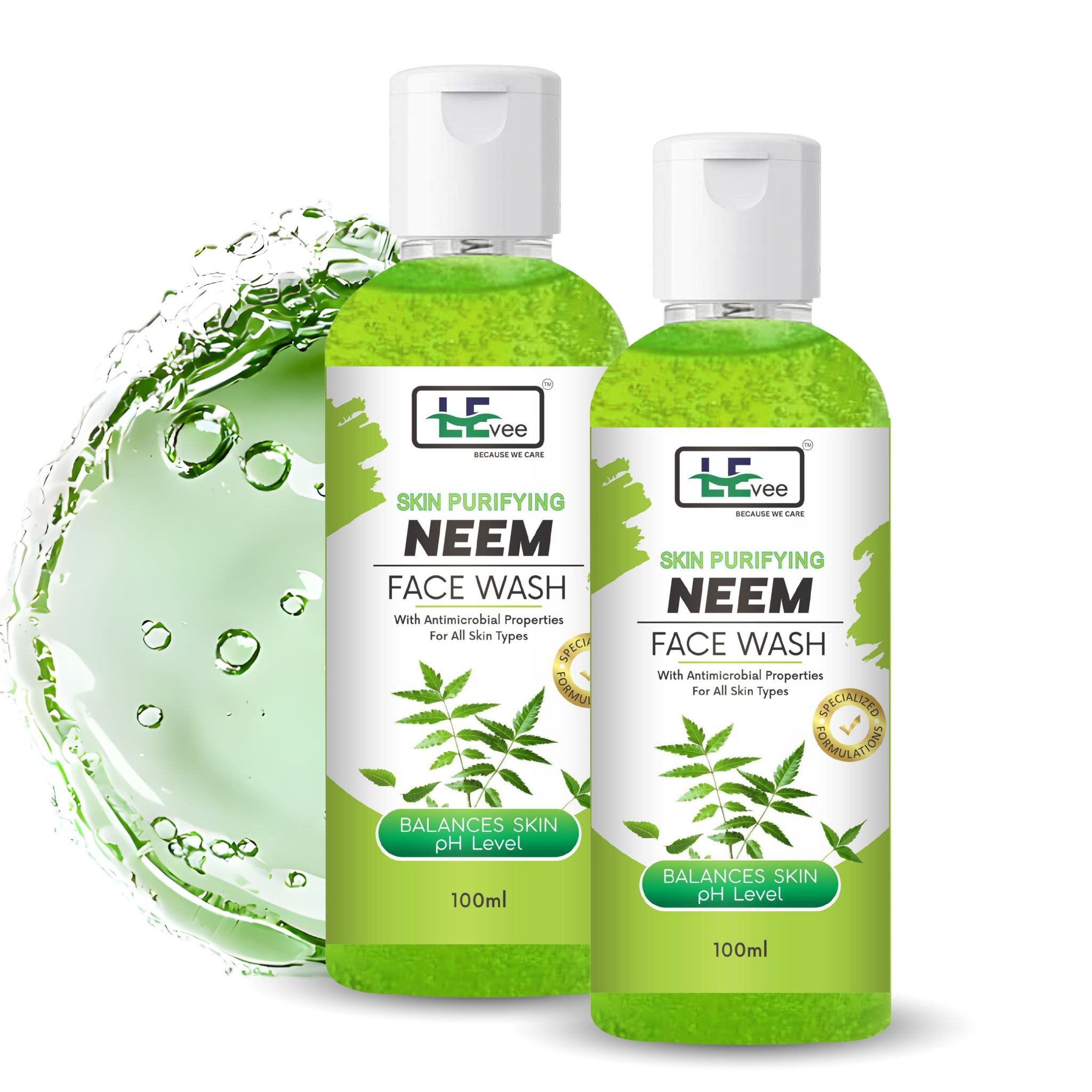 LEvee Skin Purifying Neem Face Wash for Men & Women | pH Balanced Cleanser for Acne & Pimple Control | Soap-Free Formula with Natural Neem & Aloevera | For All Skin Types | 200ml