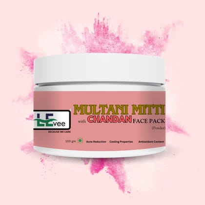 LEvee 100% Pure Chandan & Multani Mitti Face Pack Powder | Natural Sandalwood Powder for Skin Brightening & Tan Removal | No Preservatives, No Chemicals | Cooling Face Mask for Glowing Skin & Acne Control | For All Skin Types | 100gm