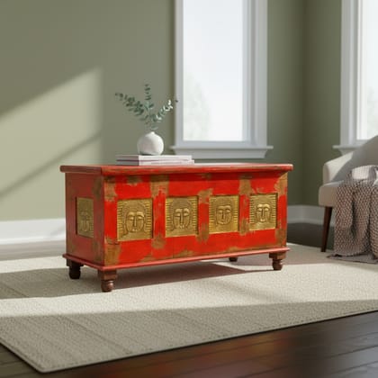Wooden Trunk Box Coffee Table-Storage Budha Box