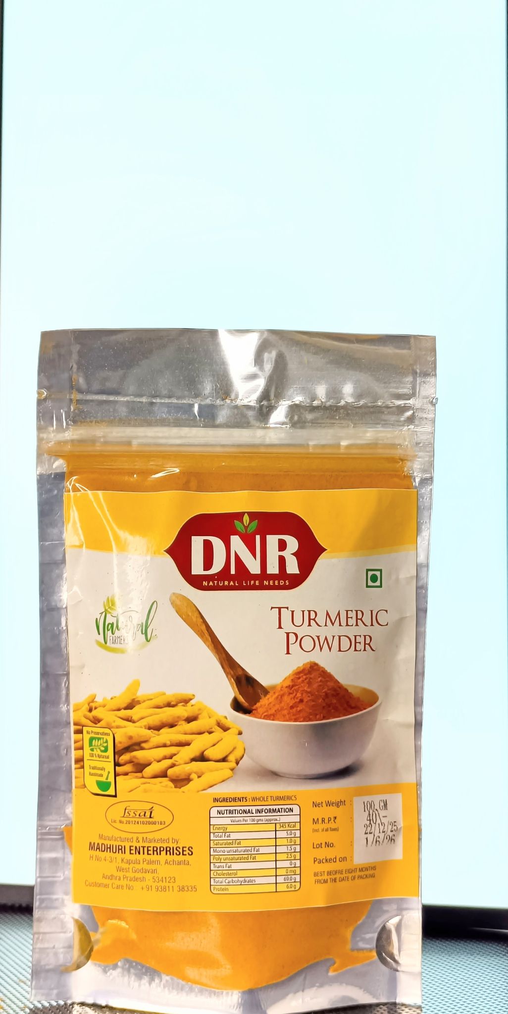 DNR Pure & Natural Turmeric Powder (100g) | High Curcumin Haldi for Cooking, Immunity & Skincare