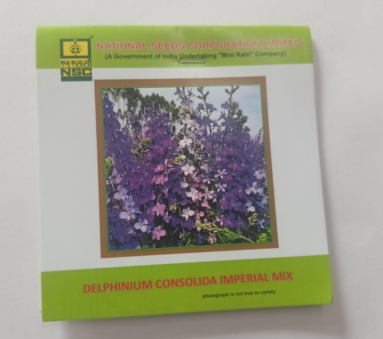 NSC Flower Delphinium Consolida Imperial Mix 3 Gram Truthfully Labelled Seed Pouch