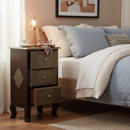 Wooden Drawer Storage Bedside Table for 3 Drawer