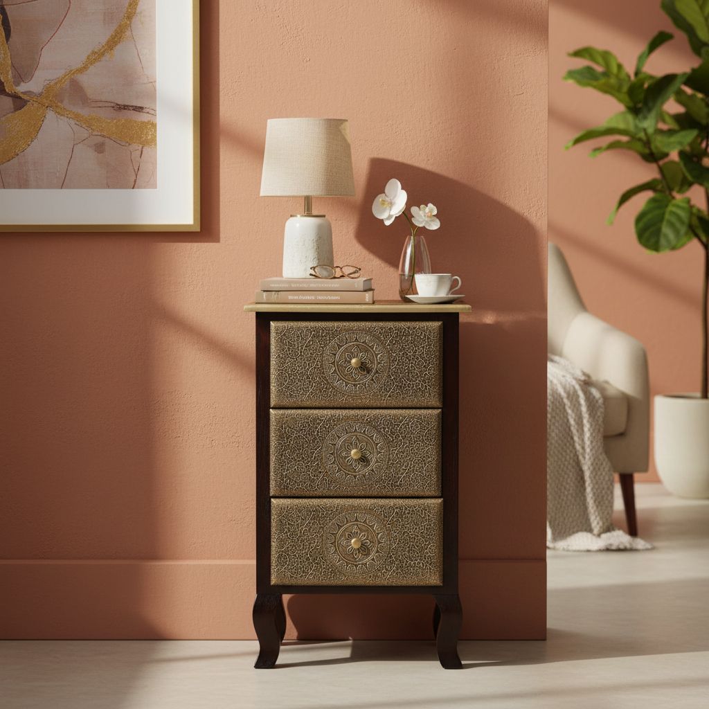 Wooden Drawer Storage Bedside Table for 3 Drawer