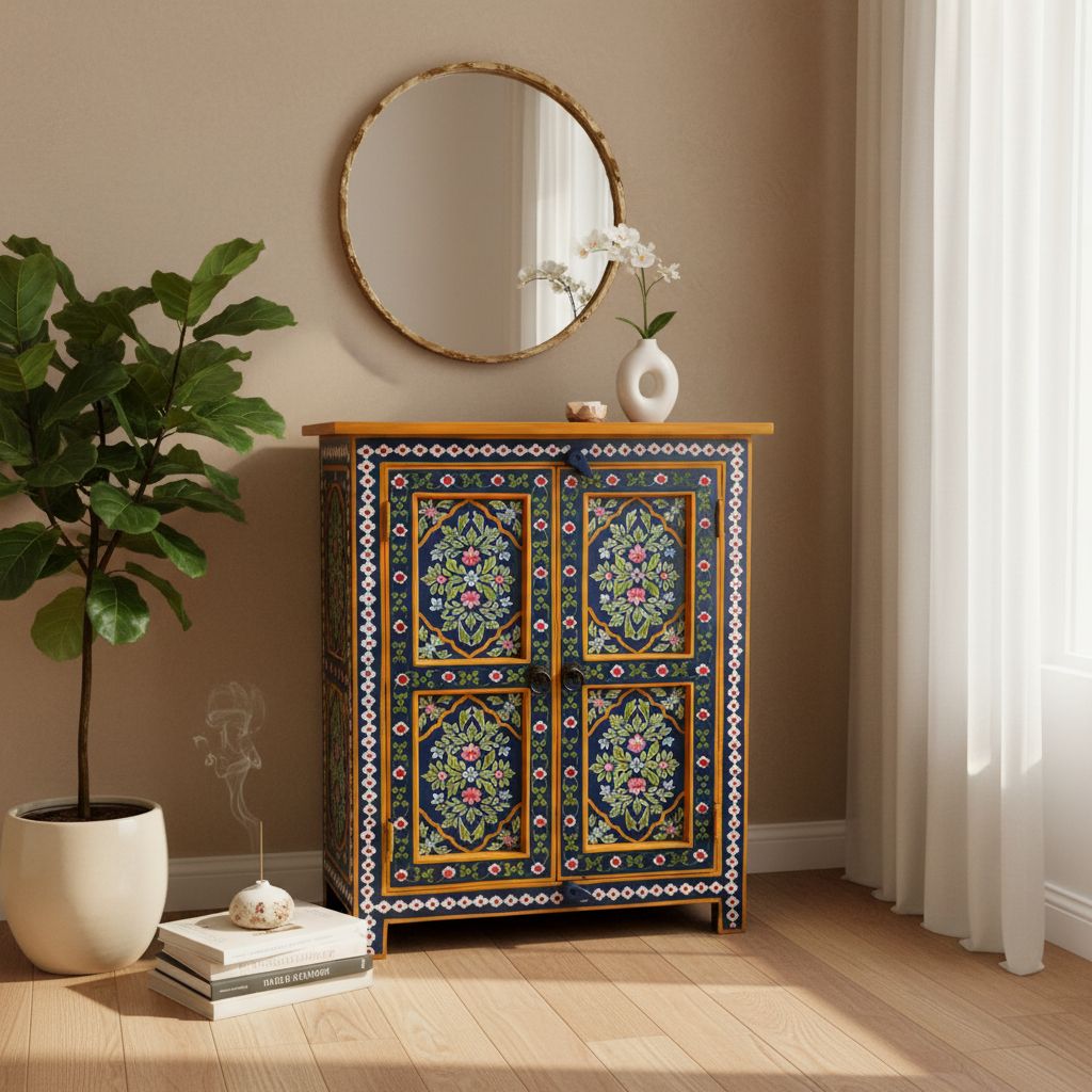 Wooden Handicraft Storage Cabinet Bedside