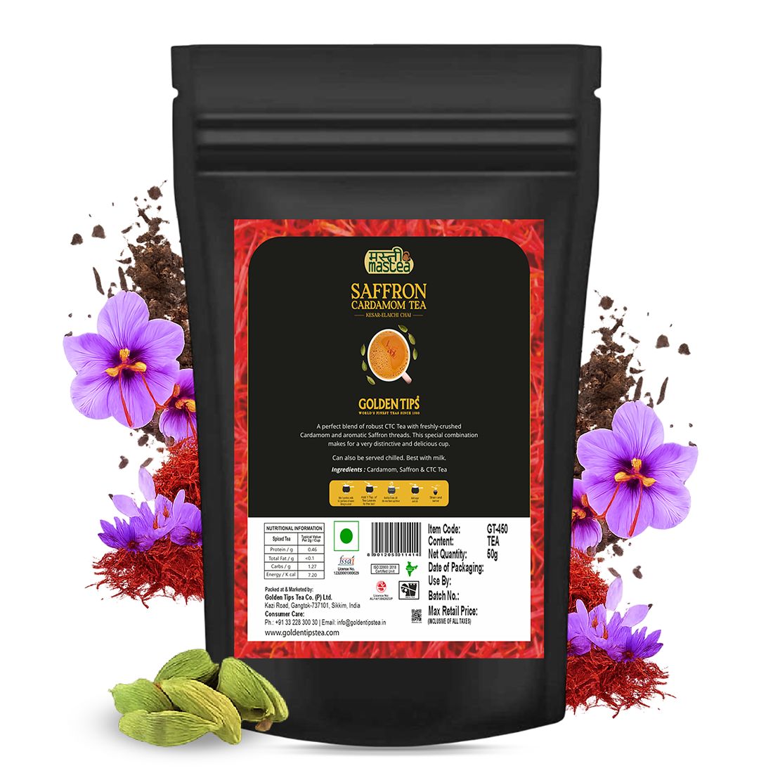 Golden Tips Saffron Cardamom CTC Exotic Chai (50gram-25 Cups)