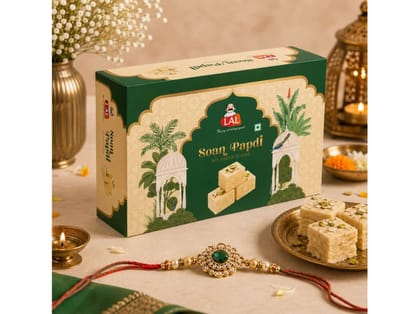 Lal Sweets Sugar Free Soan Papdi - 400g (With Rakhi Gift)