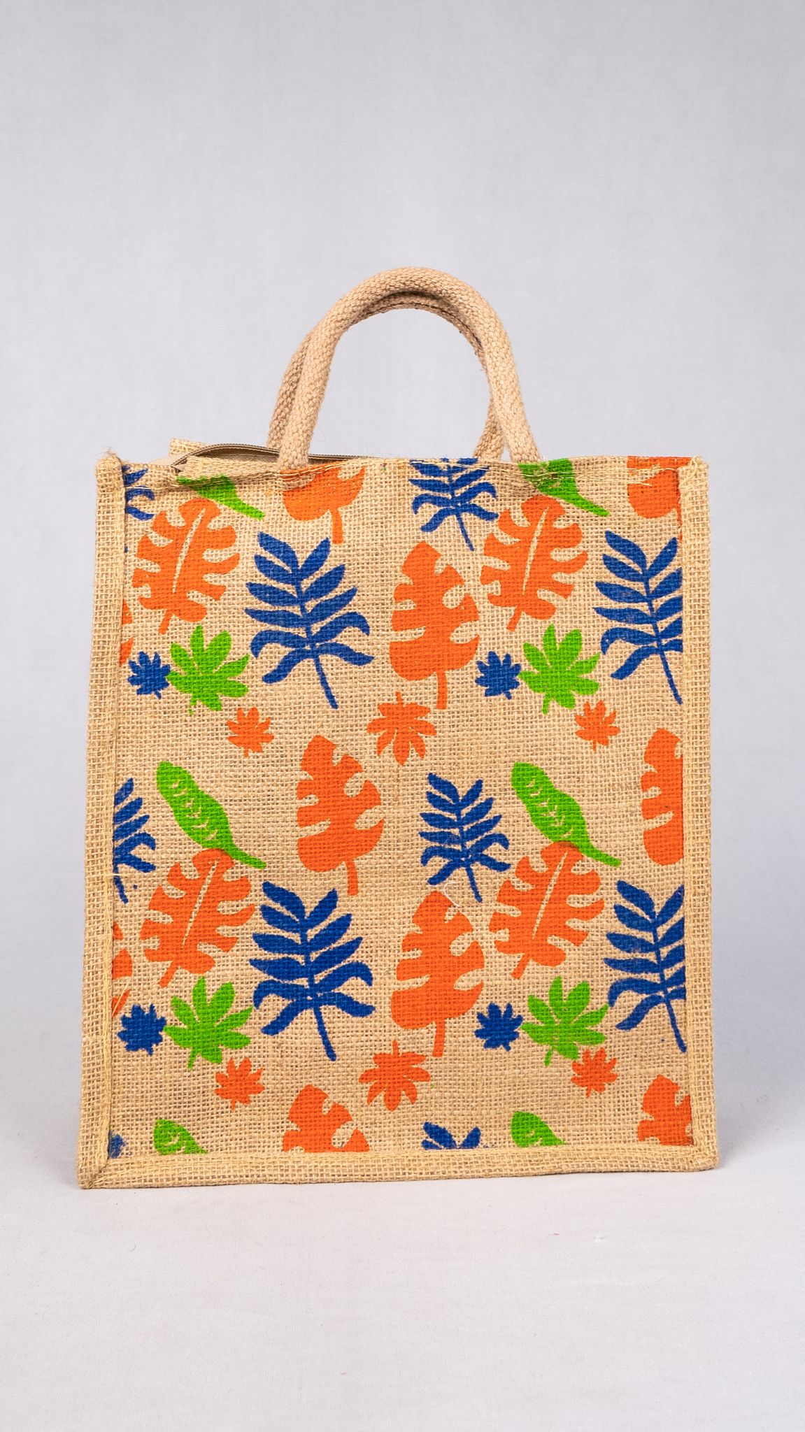 Jute  bag Nature-Inspired Printed Jute Tote Bag.
