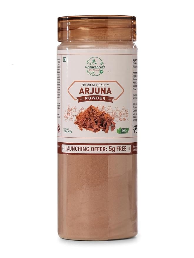 NATURECRAFT Arjuna Powder 125g | 100% Natural & Pure Herbal Arjun Ki Chaal | Supports Heart Health, Helps Maintain Good Cholesterol | For Men & Women`