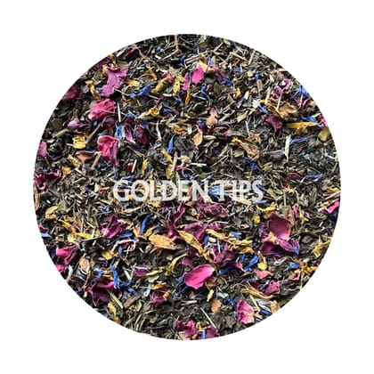 Golden Tips Himamrit® Floral Herbal Infusion with Green Tea  Himalayan Herbal Blend with Rose, Blue Cornflower & Marigold, Light, Refreshing & Aromatic Tea, 50g