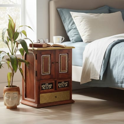 Antique Solid Wood Chest of Drawers-Side Bedside Table