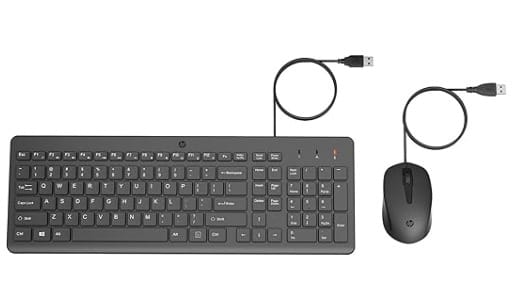 HP 160 Wired Keyboard and Mouse Combo with Instant USB Plug-and-Play Setup, 12 Shortcut Keys, 6 Adjustable Slope Keyboard and 1600 DPI Optical Sensor Mouse (3-Years Warranty)