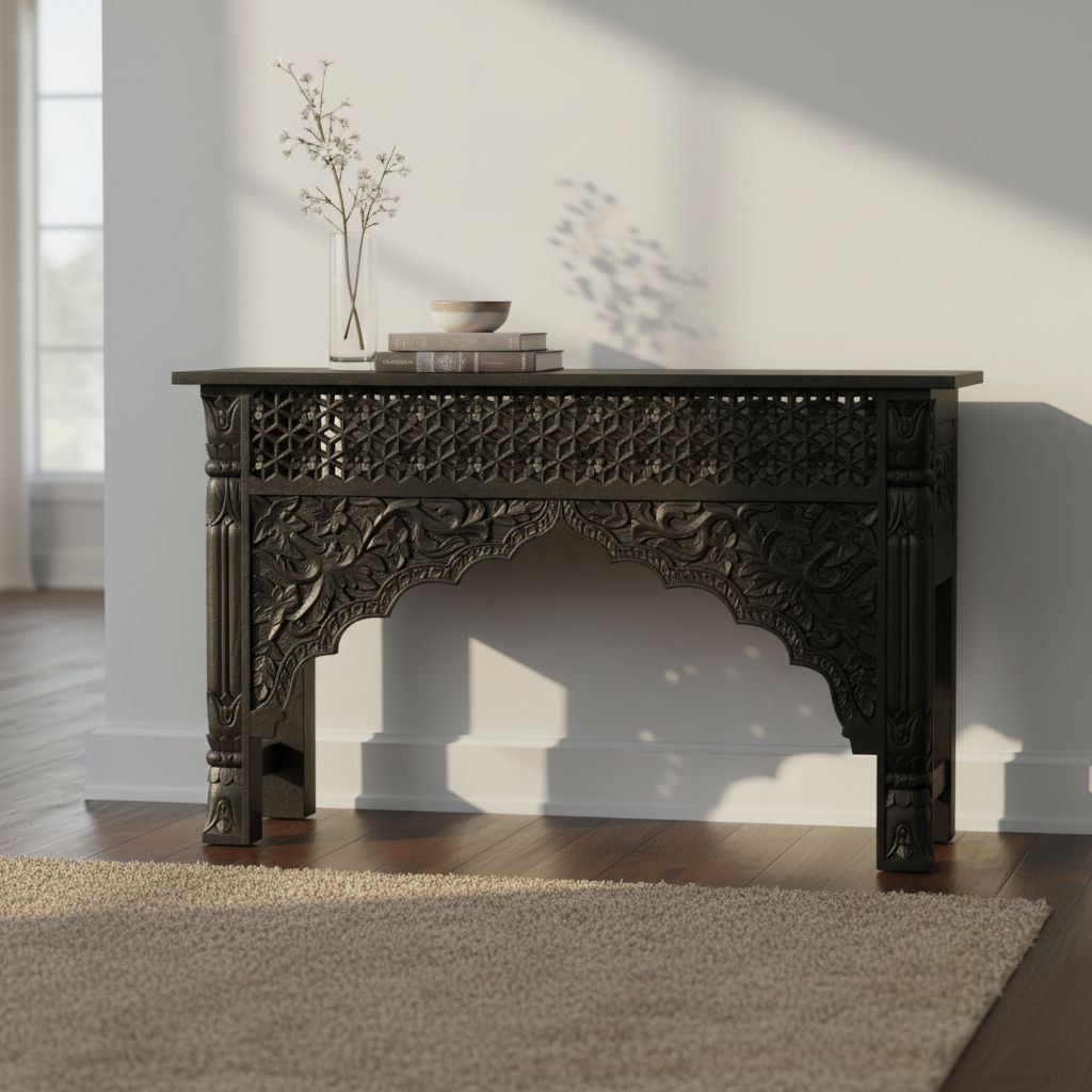 Handicraft Console Table, Wooden Carved Dining Table, Home Decors Lamp-Holder Table, Furniture Table