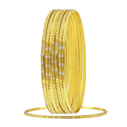 Wedding Designer 22K Gold Rhodium Metal Chuda Kada Bangle Set Of 8-Size: 2.4 Anna OR 2.25 Inches