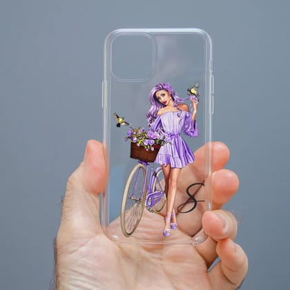 Personalized Cute Girl Transparent Silicon Case Customised with Name for Oppo, Vivo, Redmi, Realme, Poco, Mi, OnePlus, Samsung, iPhone, and More - design 41