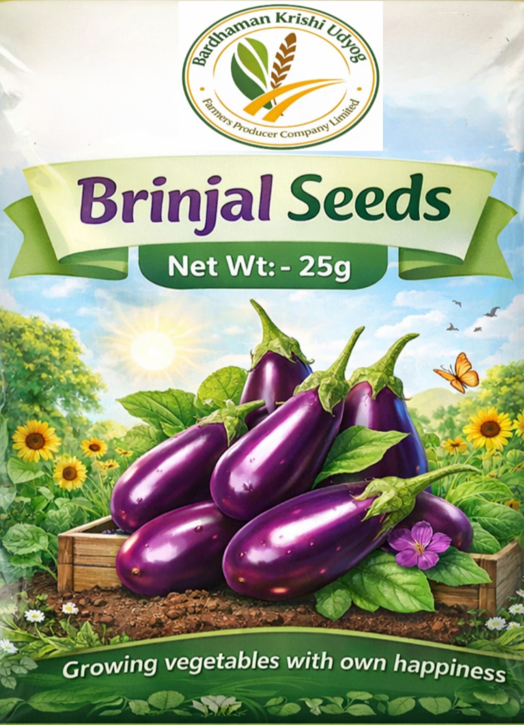 Bardhaman Krishi Udyog Brinjal Seeds - 25g for Home Gardening
