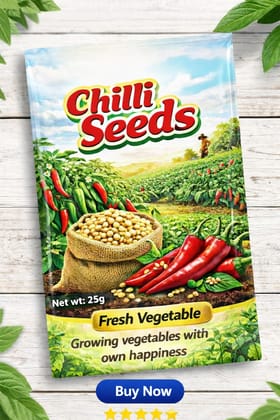 Chilli Seeds - Fresh Vegetable (Net Wt: 25g) for Home Gardening