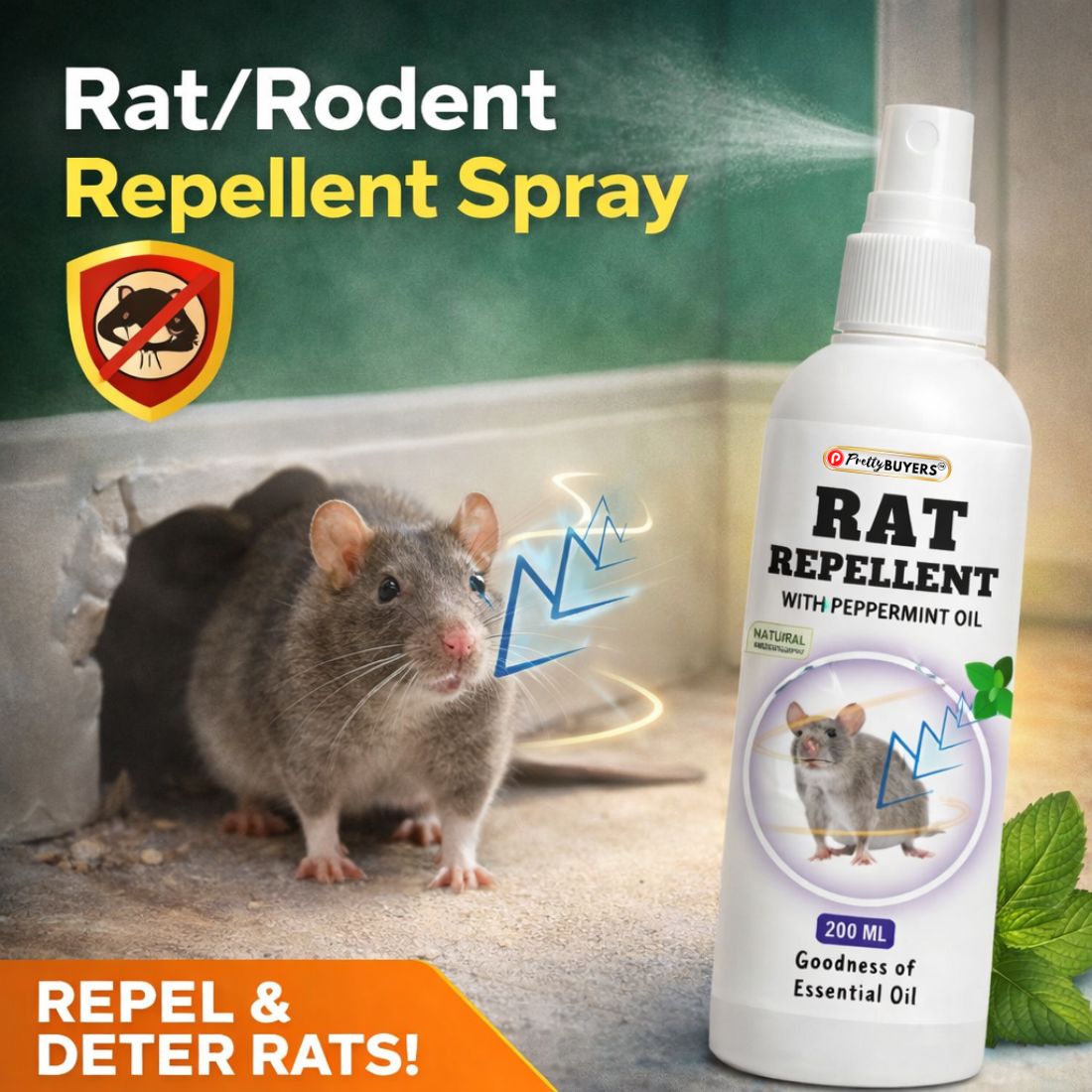PrettyBuyers Natural Rat Repellent Spray | Herbal Chuha Marne Ka Spray 200 ML (Pack Of 1)