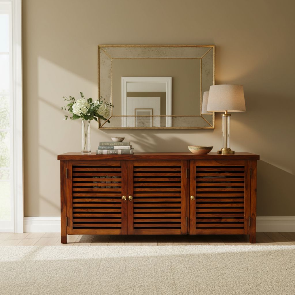 Solid Wood Almirah Sideboard Storage Desk