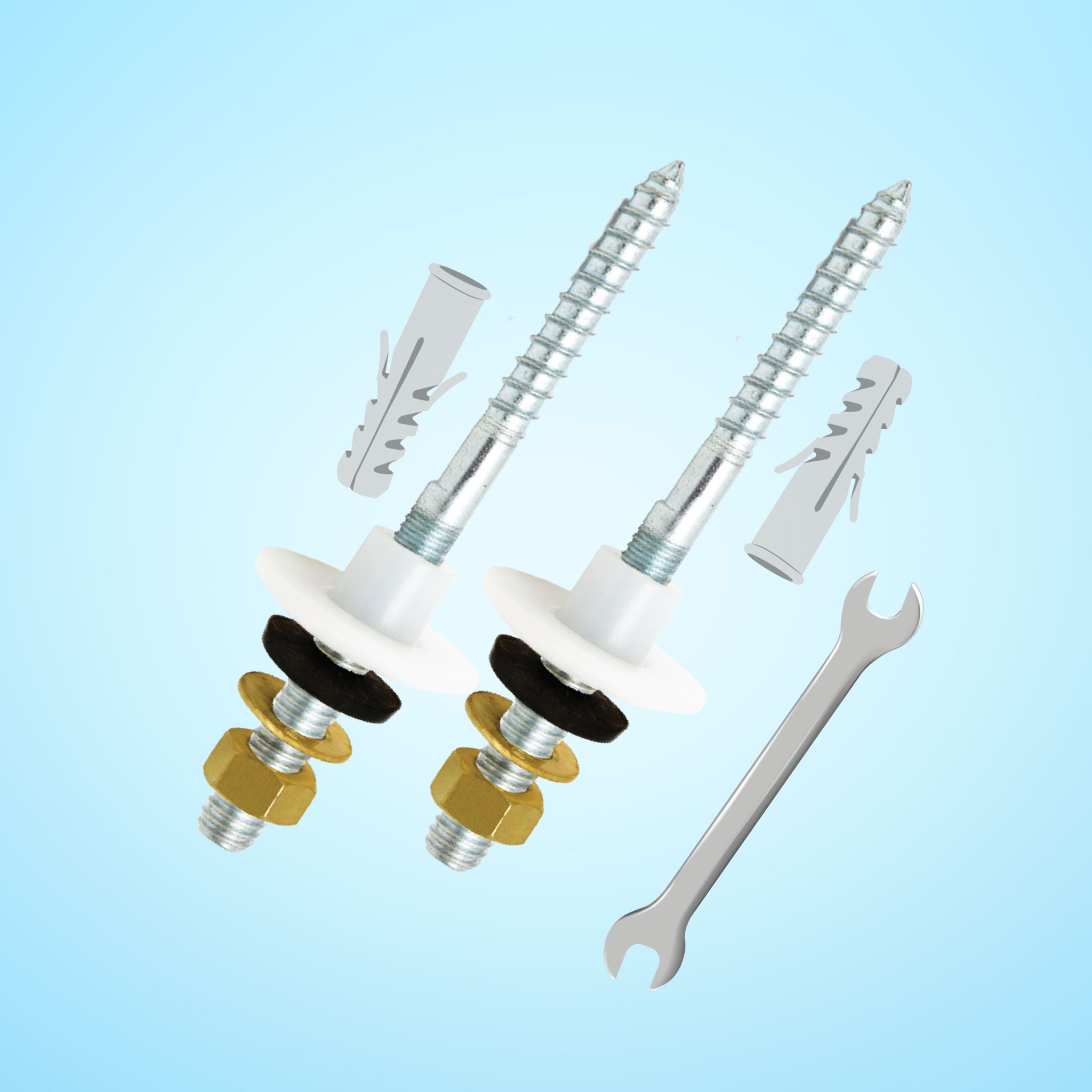 Parryware Rag/Rack Bolt 120mm M10 | Premium Quality Stainless Steel Rag/Rack Bolt | with Brass Nut and Brass Washer for Wash Basin, Geyser, Commodes | FREE Spanner Inside | C61815399