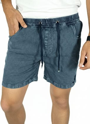 Men's Knit Denim-Look Comfort Shorts (Feature-focused)