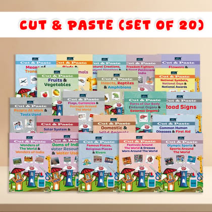 Cut & Paste Combo Set of 20 Activity Books for Kids| Creative Craft Learning, Scissor Skills, Fun Worksheets, Early Education, Hands-On Practice
