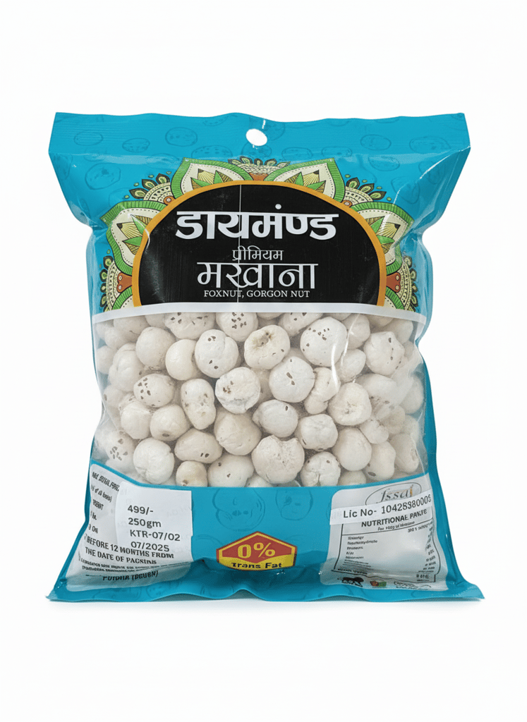 Diamond Premium Makhana (Foxnut, Gorgon Nut) - 250gm Pack, 0% Trans Fat
