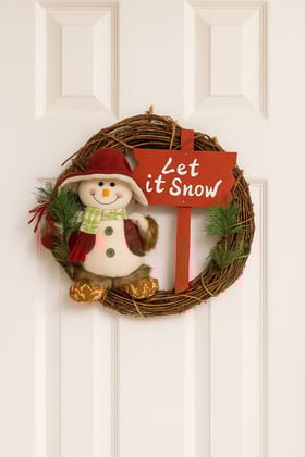 Coral Tree “Let It Snow” Christmas Wreath with Adorable Snowman Handmade Natural Wooden Ring with plush snowman Coral Tree “Let It Snow” Christmas Wreath with Adorable Snowman Handmade Natural Wooden Ring with plush snowman