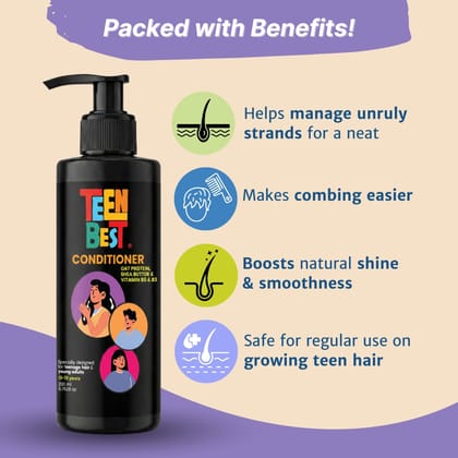 Healthbest Teens Conditioner 200 ml - Lightweight Daily Conditioner for Oily & Sweaty Hair -Paraben & Sulphate Free - For Boys & Girls 13-19 Years
