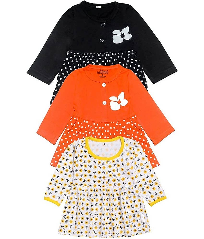 Babeezworld Pack of 3 Baby Girls 100% Cotton Frocks ( Multi )