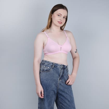 WAONY Women's Premium Cotton Non-Padded Bra – Non-Wired Full Coverage Daily Wear Bra with Net Detail
