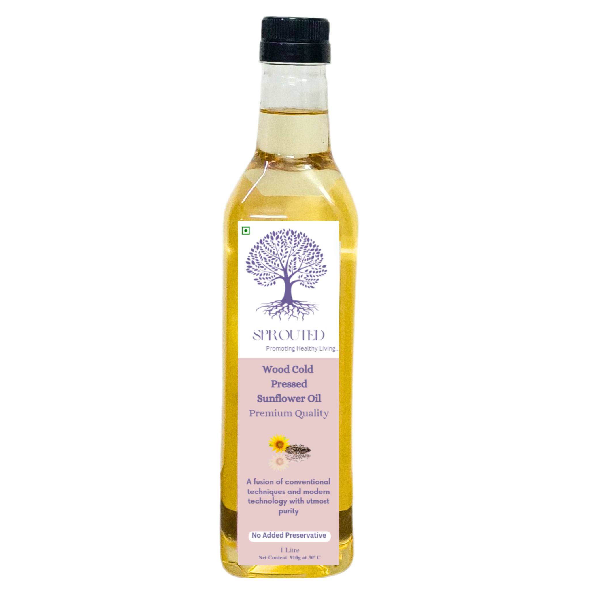 Sprouted Wood Cold Pressed Sunflower Seed Oil 1 Litre Plastic Bottle