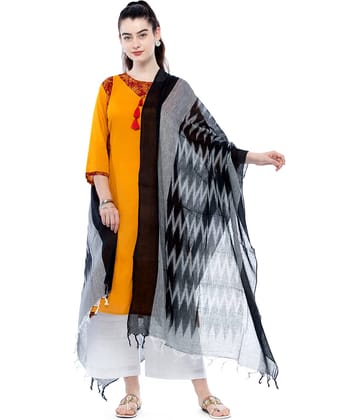A R Silk - Black Cotton Women's Dupatta - ( Pack of 1 )